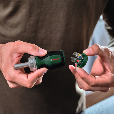 Tournevis à cliquet BOSCH acier chrome vanadium Extra Court 111 Douille Aimantée 6mm