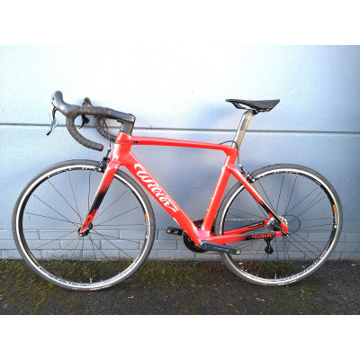 Vélo course 700 carbon - WILIER 2021 Cento 10 SL Rim - rouge brillant décor noir et blanc : 2x12v