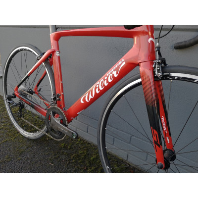 Vélo course 700 carbon - WILIER 2021 Cento 10 SL Rim - rouge brillant décor noir et blanc : 2x12v 50x34/11x32