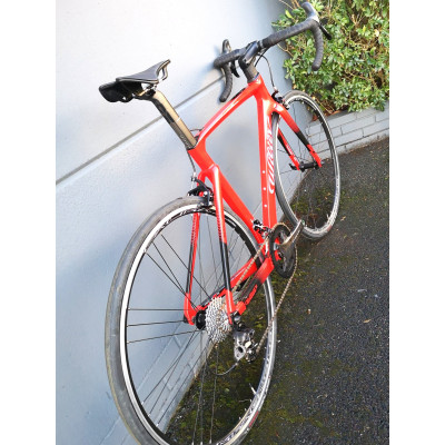 Vélo course 700 carbon - WILIER 2021 Cento 10 SL Rim - rouge brillant décor noir et blanc : 2x12v