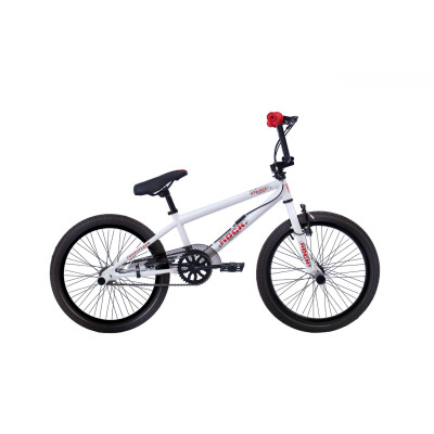 Vélo bmx acier 6 à 14 ans BMX ROCK 20 FreeStyle blanc décor noir