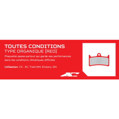 Plaquettes de frein HOPE support acier M4 E4 Rouge Standard, Semi-métallique,