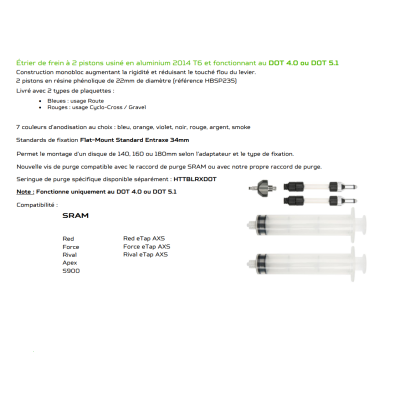 Etrier frein à disque HOPE route gravel RX2 Caliper FM Dot noir décor noir