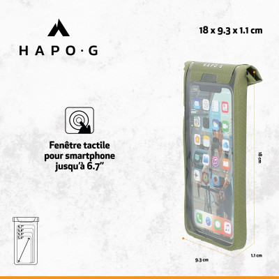 Etui téléphone HAPO-G support SmartPhone Etanche tactile kaki