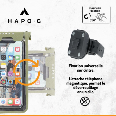 Etui téléphone HAPO-G support SmartPhone Etanche tactile kaki