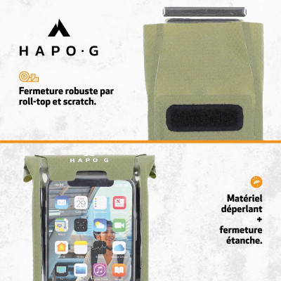 Etui téléphone HAPO-G support SmartPhone Etanche tactile kaki