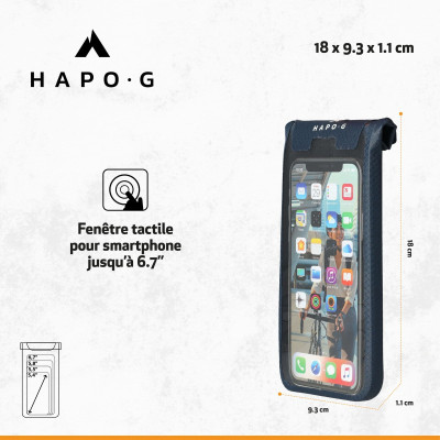 Etui téléphone HAPO-G support SmartPhone Etanche tactile bleu