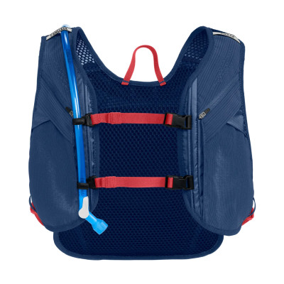 Sac hydratation route - gravel et vtt - CAMELBAK Chase Race 4 Vest - bleu marine décor rouge