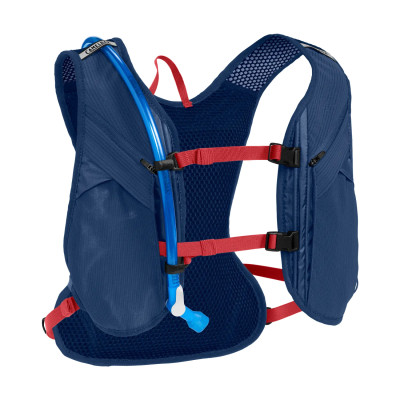 Sac hydratation route - gravel et vtt - CAMELBAK Chase Race 4 Vest - bleu marine décor rouge