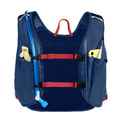 Sac hydratation route - gravel et vtt - CAMELBAK Chase Race 4 Vest - bleu marine décor rouge