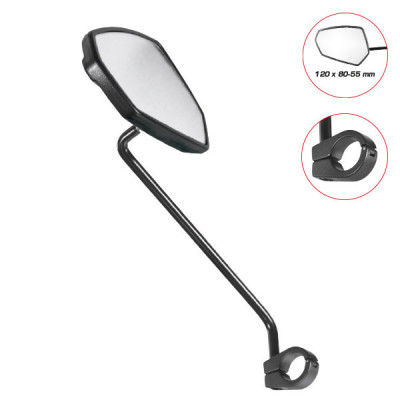 Rétroviseur ERGOTEC ville vae Miroir M77L 120x80/55mm Gauche rabattable noir