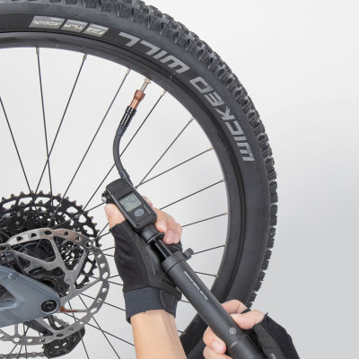 Pompe pneu + amortisseur TOPEAK alu pliante Mountain Digital 2 Stage noire