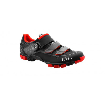  Chaussures FIZIK vtt M6 Boa noir mat décor rouge et gris