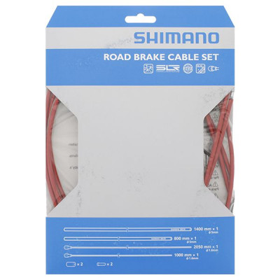  Cables+Gaine SHIMANO frein route PTFE Rouge avant et arrière