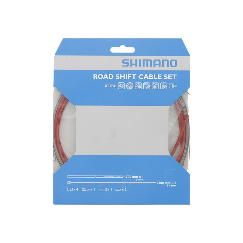  Cables+Gaine SHIMANO dérailleur route Optislik Rouge