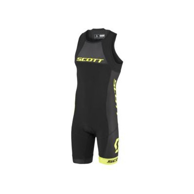 Combinaison triathlon SCOTT Suit Plasma noir décor jaune fluo